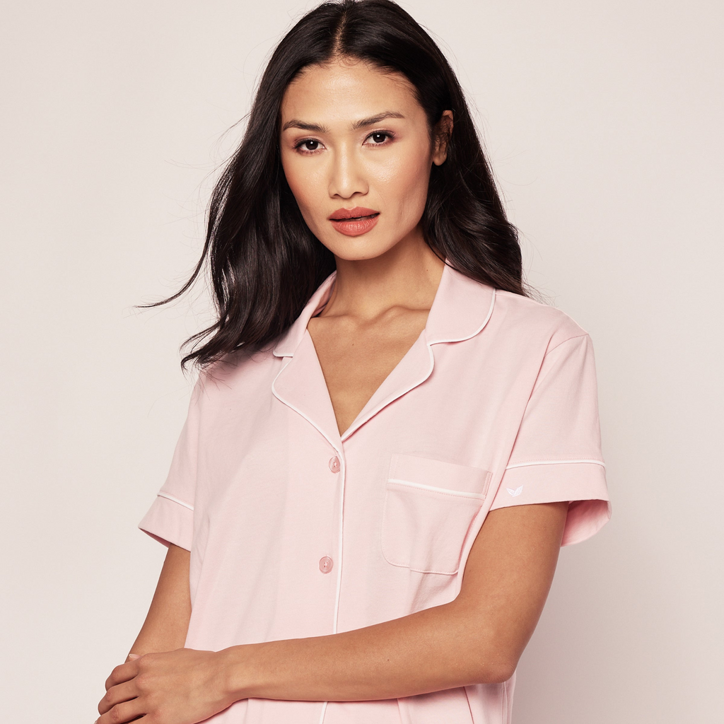 Women's Pima Pajama Short Sleeve Set in Pink - The Well Appointed House