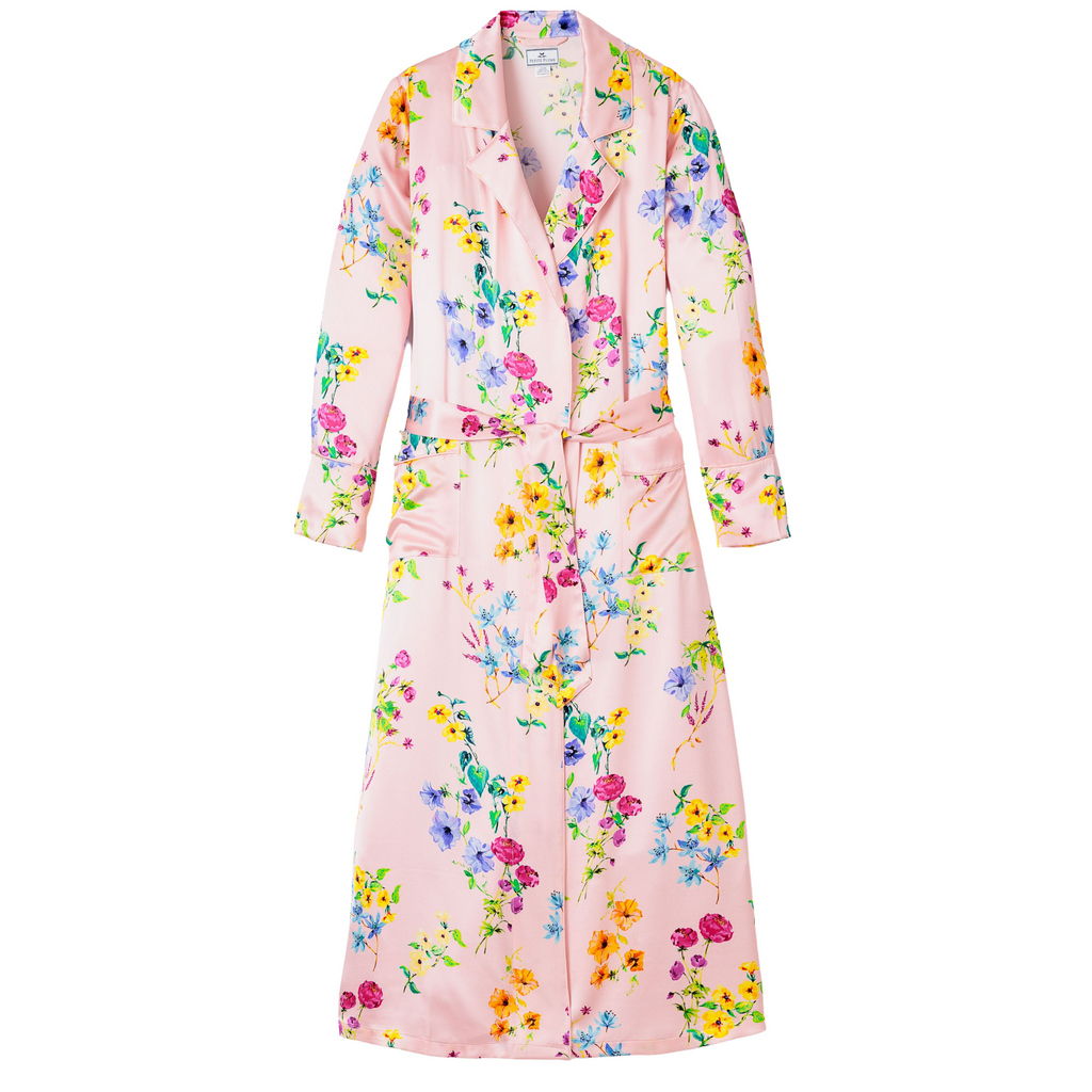 Women's Silk Robe in Blush Brilliant Botanical - The Well Appointed House