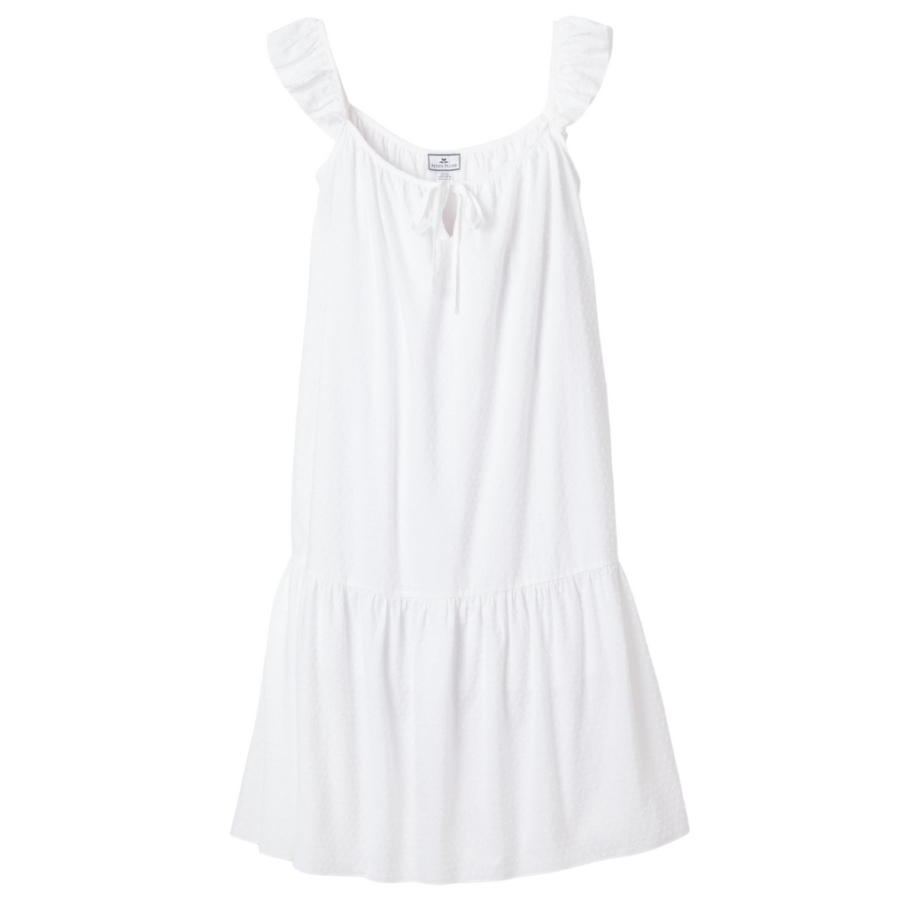 Women's Swiss Dots Celeste Nightgown in White - The Well Appointed House