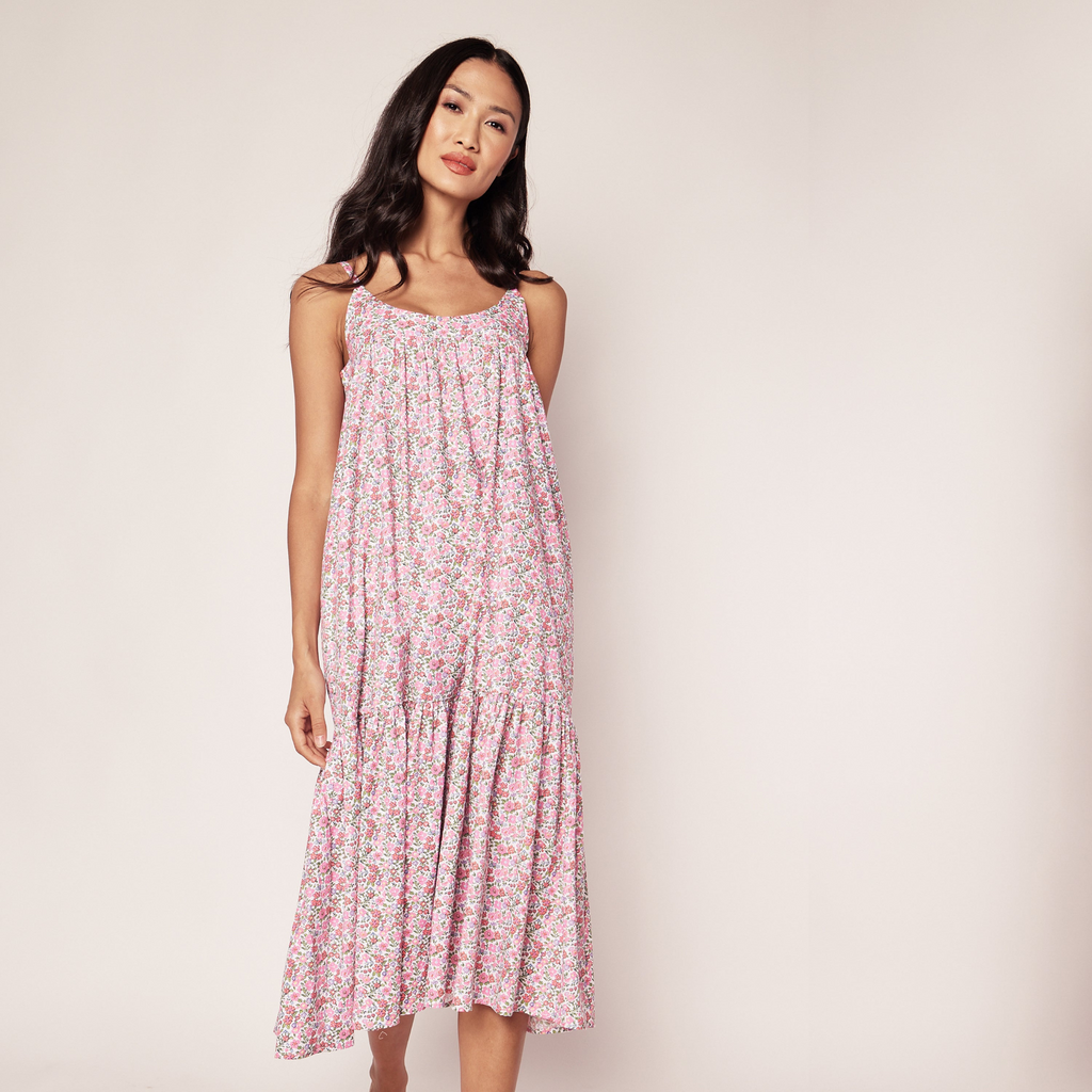 Women's Twill Chloe Nightgown in Fleurs de Rose - The Well Appointed House