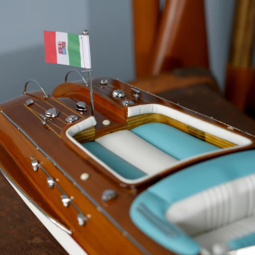 Aquarama Mahogany With Aqua Accents Boat Model - The Well Appointed House