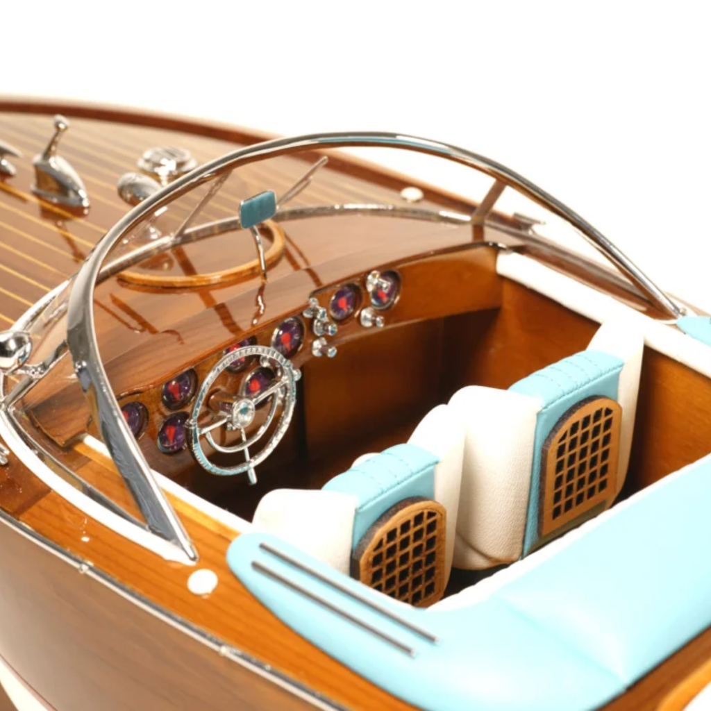 Aquarama Mahogany With Aqua Accents Boat Model - The Well Appointed House