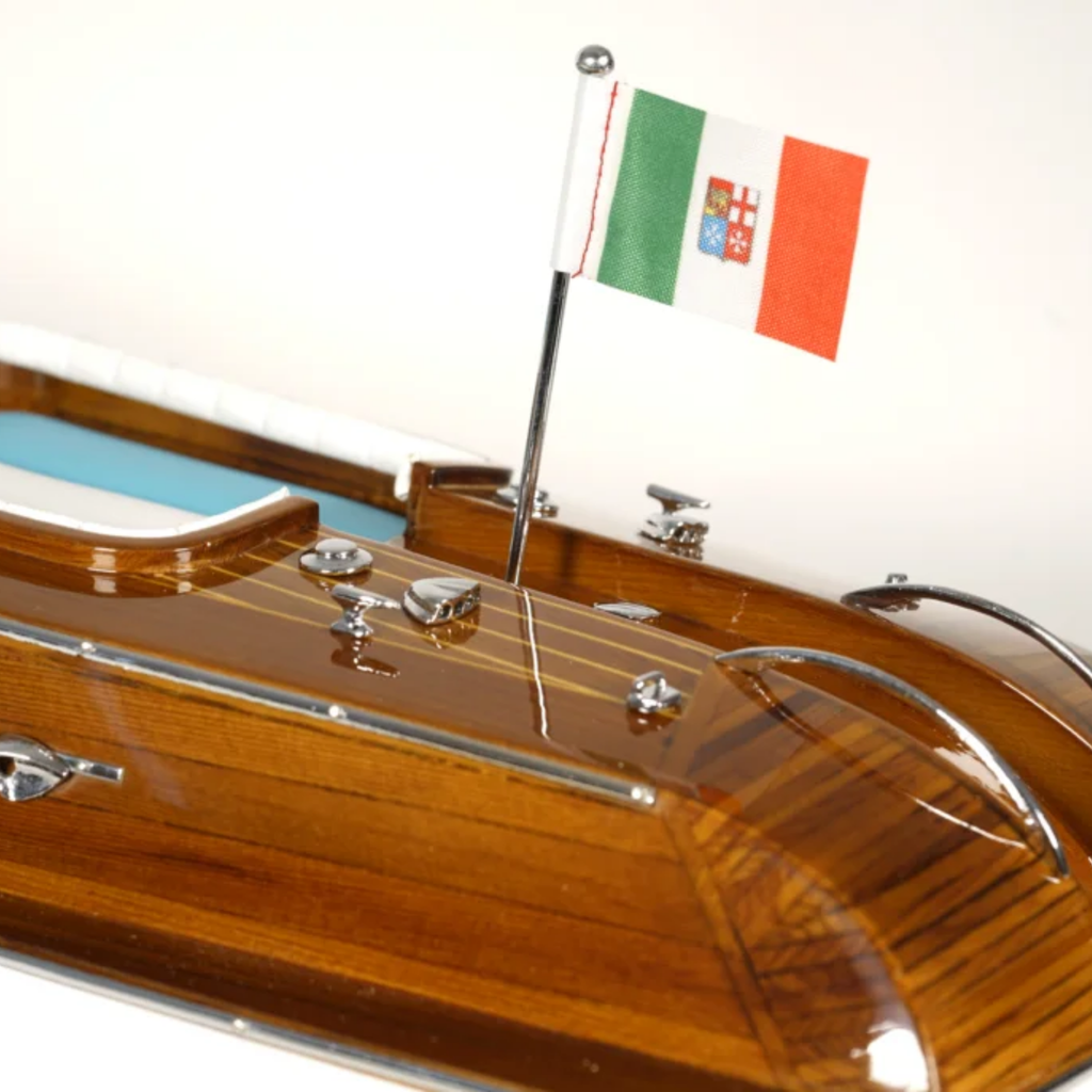 Aquarama Mahogany With Aqua Accents Boat Model - The Well Appointed House