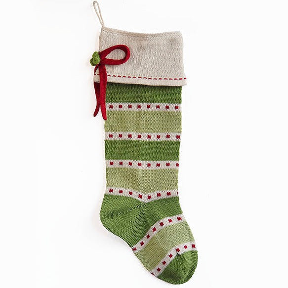 Green Stripe Stocking with Bow - The Well Appointed House