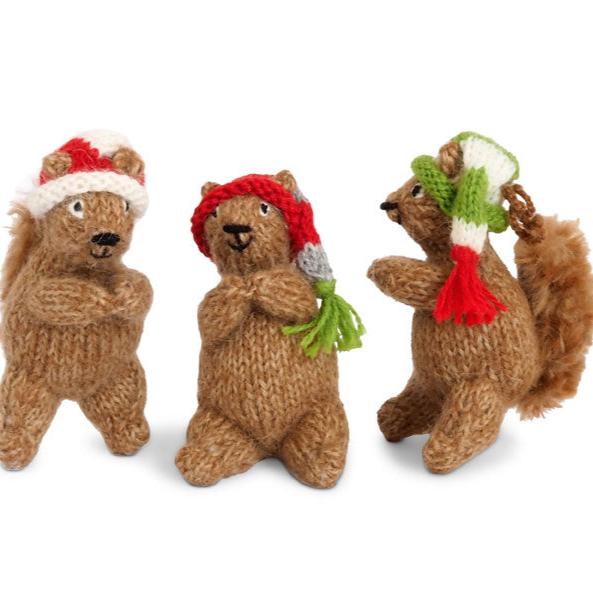 Woodland Squirrel Ornaments, Set of 3 - The Well Appointed House