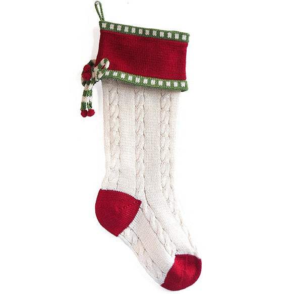 Cable-Knit Bow Stocking - The Well Appointed House