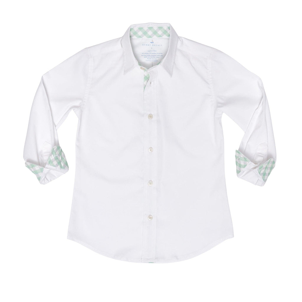 Bennett Button Down in Classic White with Brookhaven Mint Gingham - The Well Appointed House