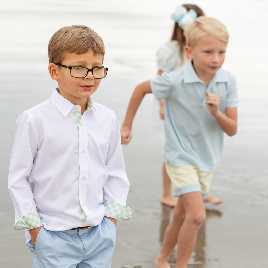 Bennett Button Down in Classic White with Brookhaven Mint Gingham - The Well Appointed House