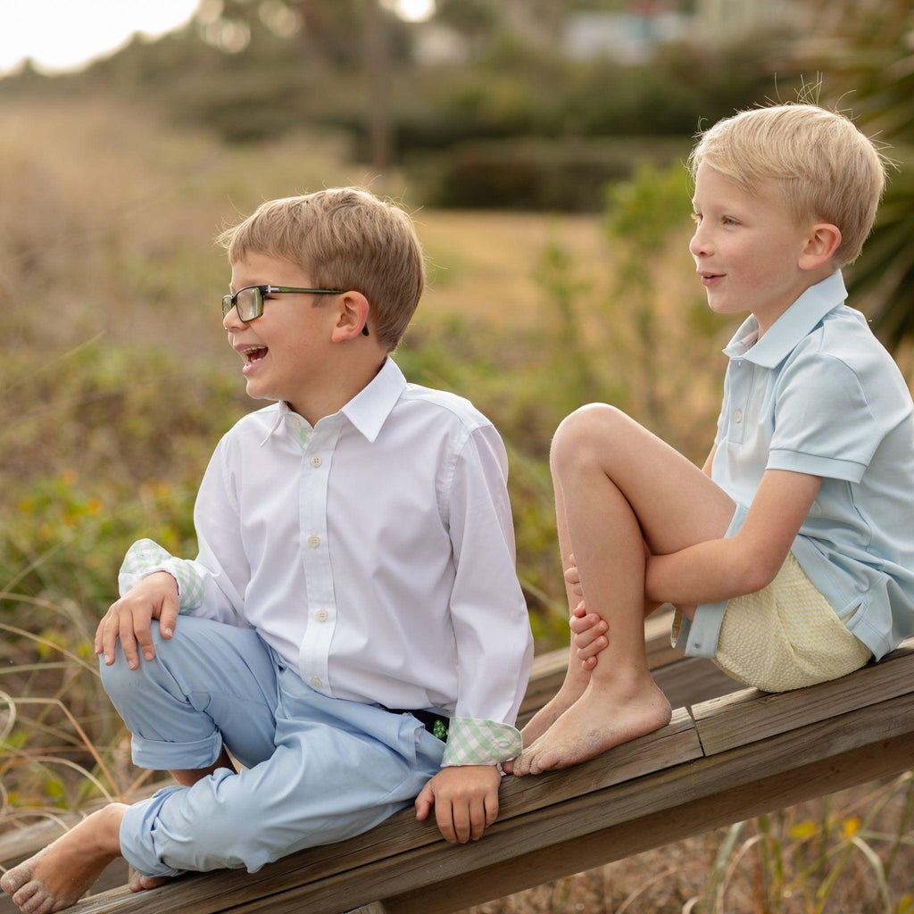 Bennett Button Down in Classic White with Brookhaven Mint Gingham - The Well Appointed House