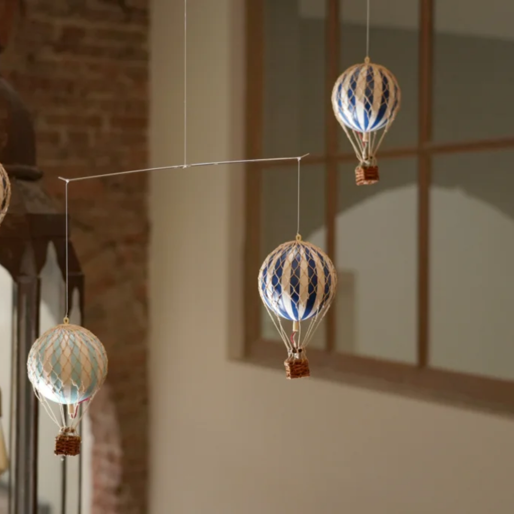 Children's Blue & White Air Balloon Mobile - The Well Appointed House