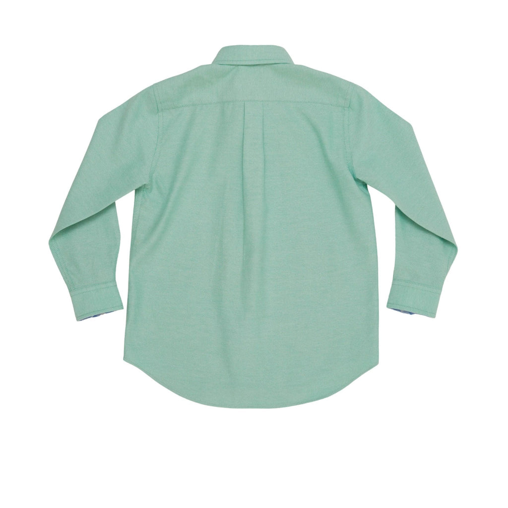 Brooks Button Down in Academy Green with Blue Gingham - The Well Appointed House