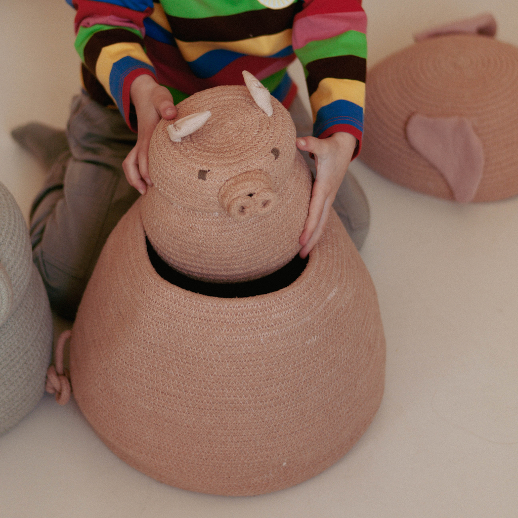 Mini Peggy The Pig Storage Basket - The Well Apponted House