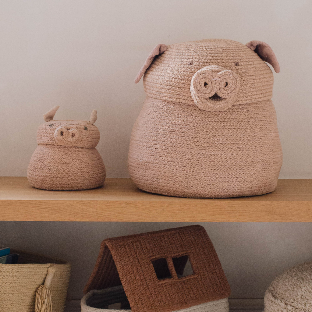 Mini Peggy The Pig Storage Basket - The Well Apponted House