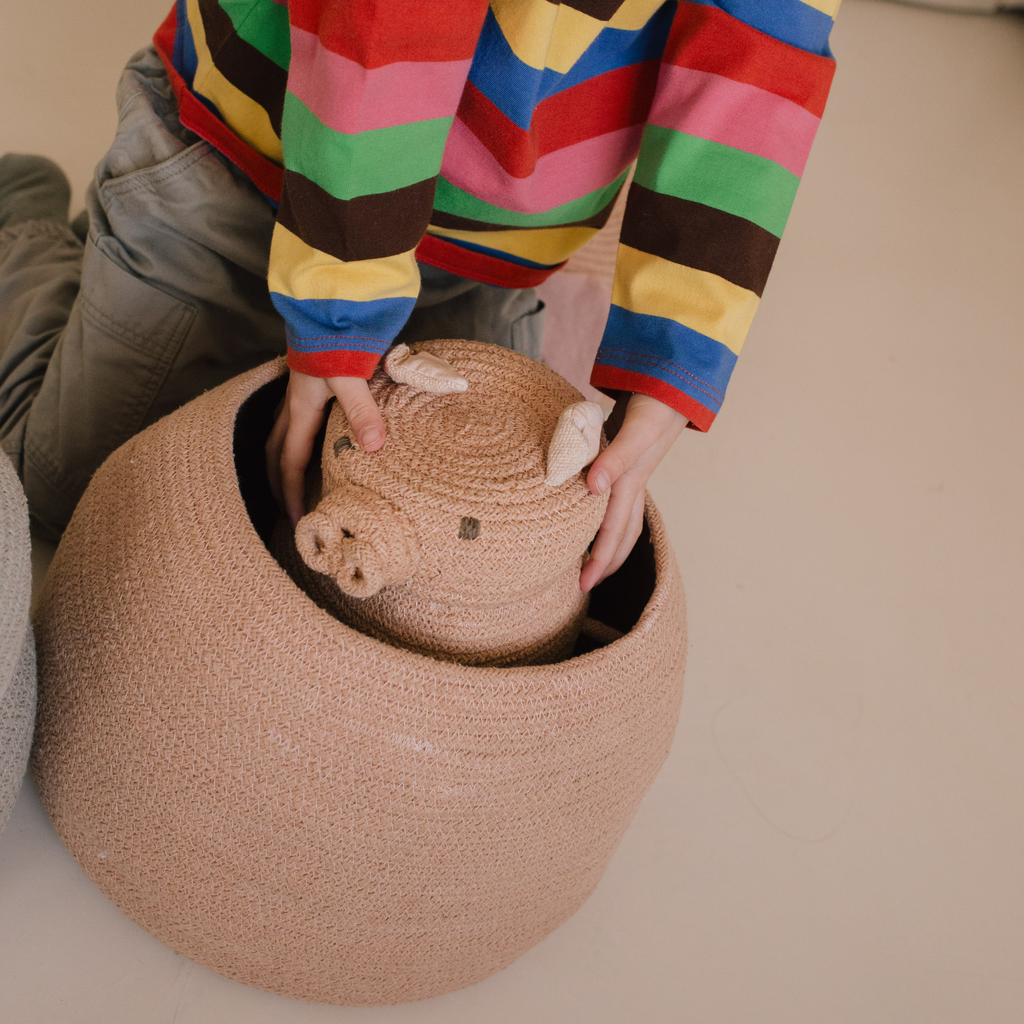 Mini Peggy The Pig Storage Basket - The Well Apponted House