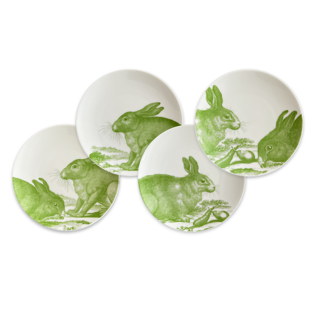 Set of Four Bunnies Verde Small Plates - The Well Appointed House