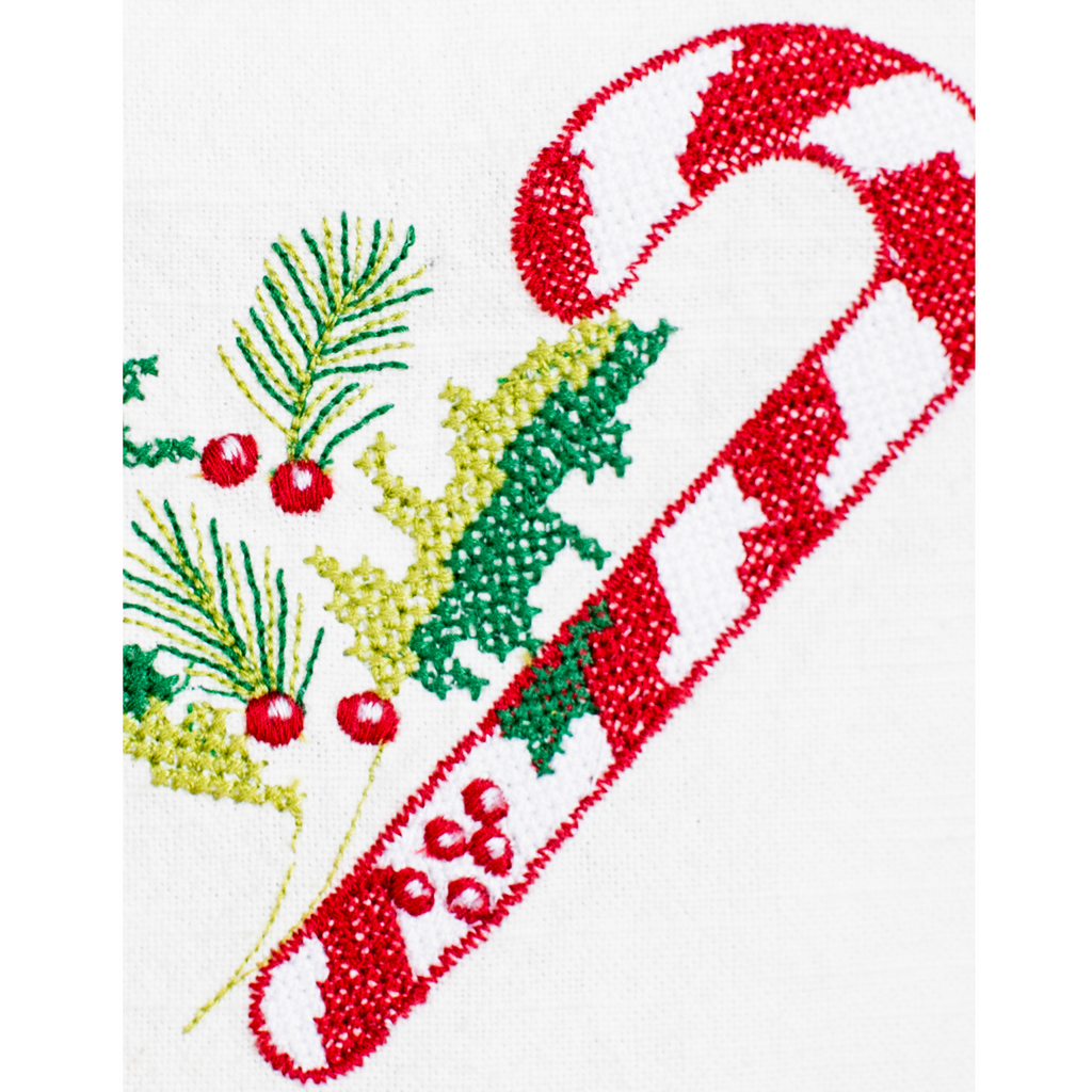  Candy Cane Cross Stitch Embroidered Apron - The Well Appointed House