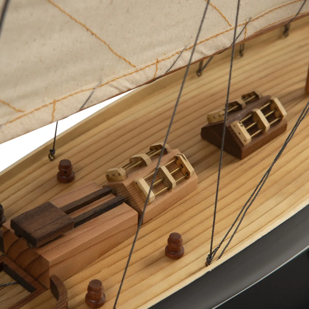 Côtre Dark Green Wood J-Class Yacht Model - The Well Appointed House