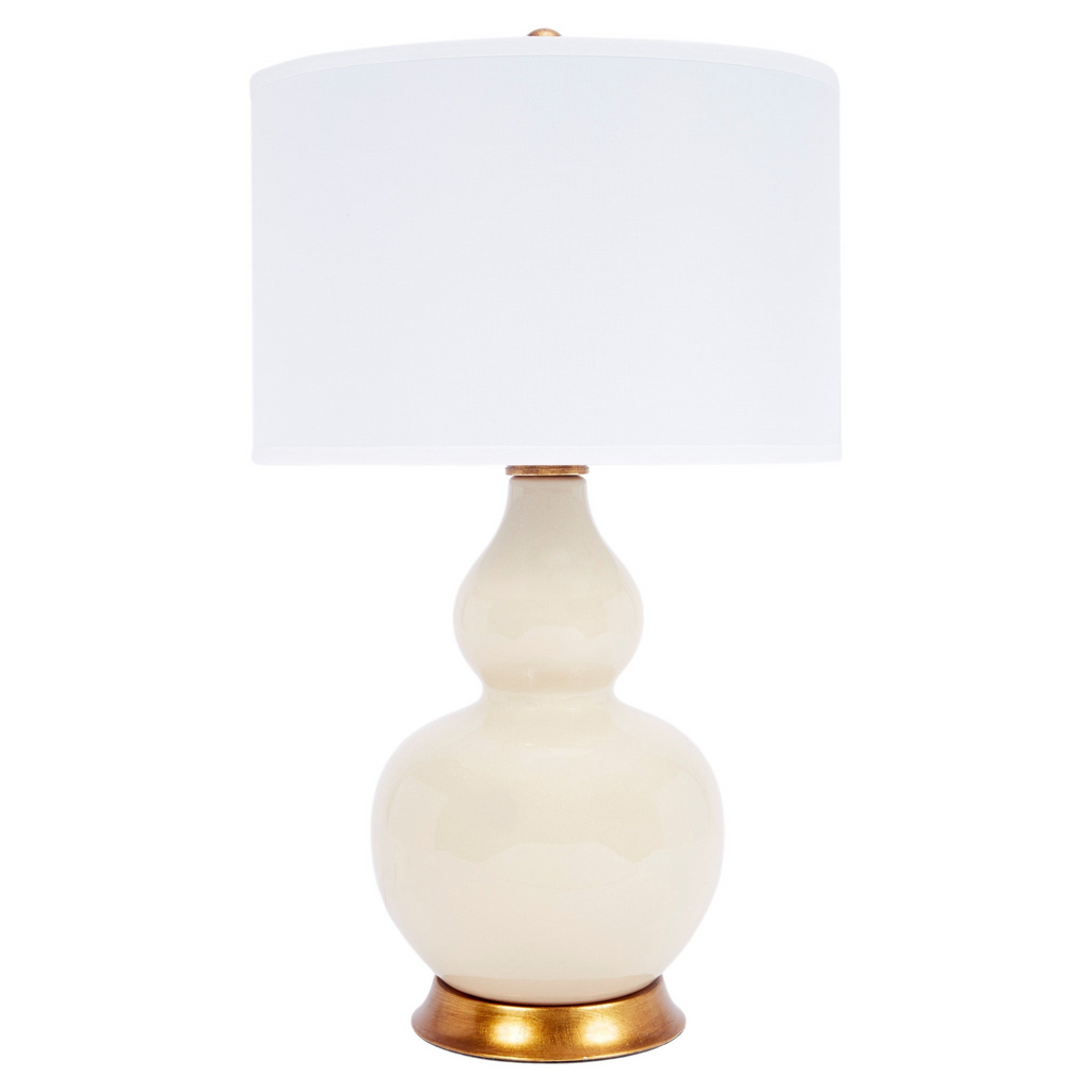 Cream Porcelain Lamp with White Shade - The Well Appointed House 