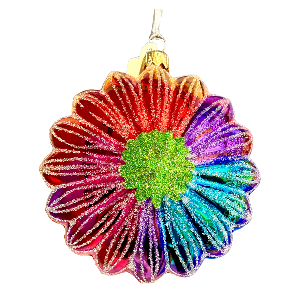 Flower Frenzie Daisies Blown Glass Christmas Ornament - The Well Appointed House