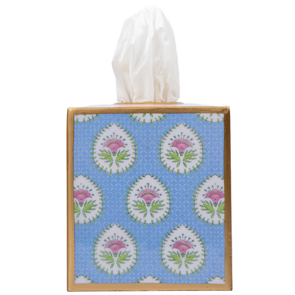 Daphne Enameled Tulip Wastebasket and Optional Tissue Box - The Well Appointed House 