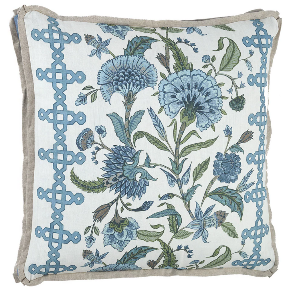 Devon French Blue Decorative Throw Pillow With Gusset & Danish Flange - The Well Appointed House