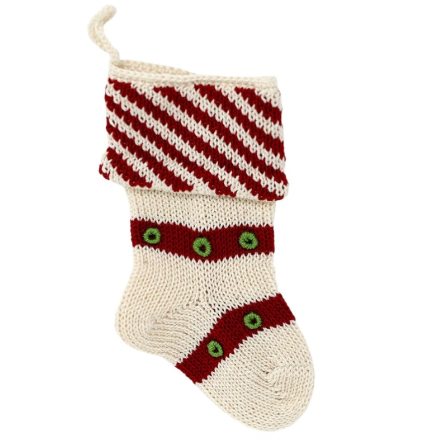 Mini Diagonal Stripe Cuff Stocking in Ecru - The Well Appointed House