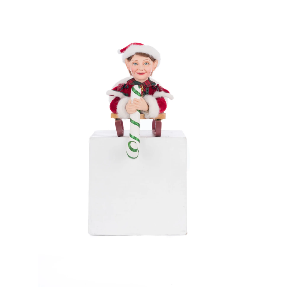 Laying Elf on Sled Stocking Holder Christmas Decoration - The Well Appointed House