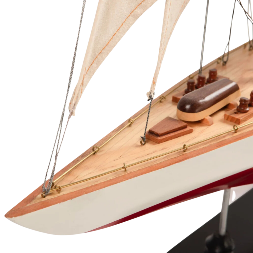 Endeavour Classic Red & White Wood J-Class Yacht Model - The Well Appointed House