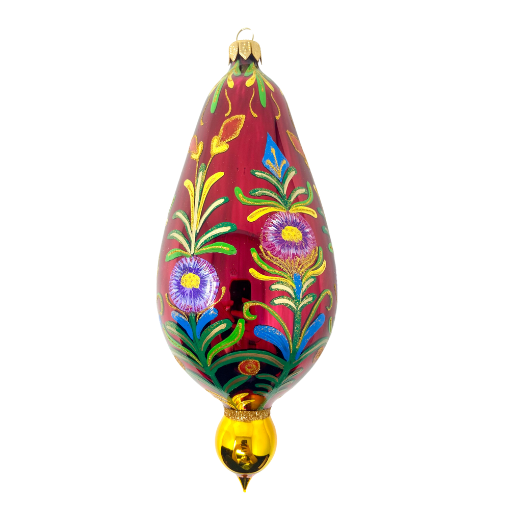 Evening Frolic Floral Blown Glass Christmas Ornament - The Well Appointed House