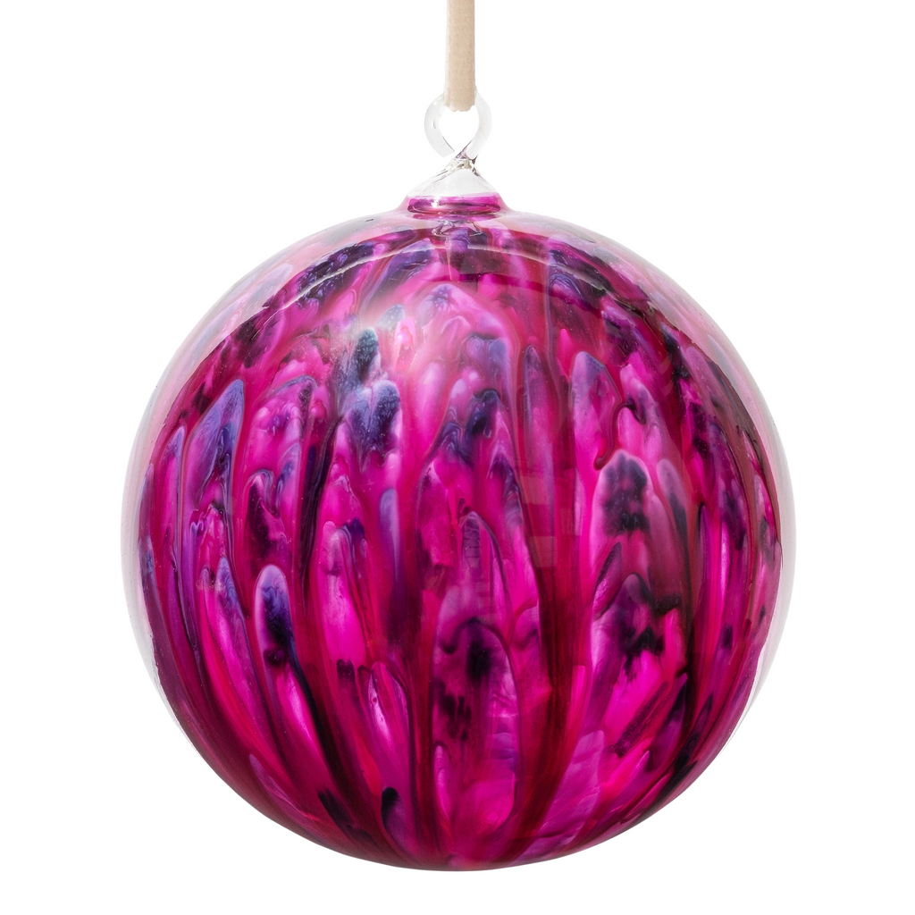 Magenta Feather Paint Large Glass Balls - The Well Appointed House