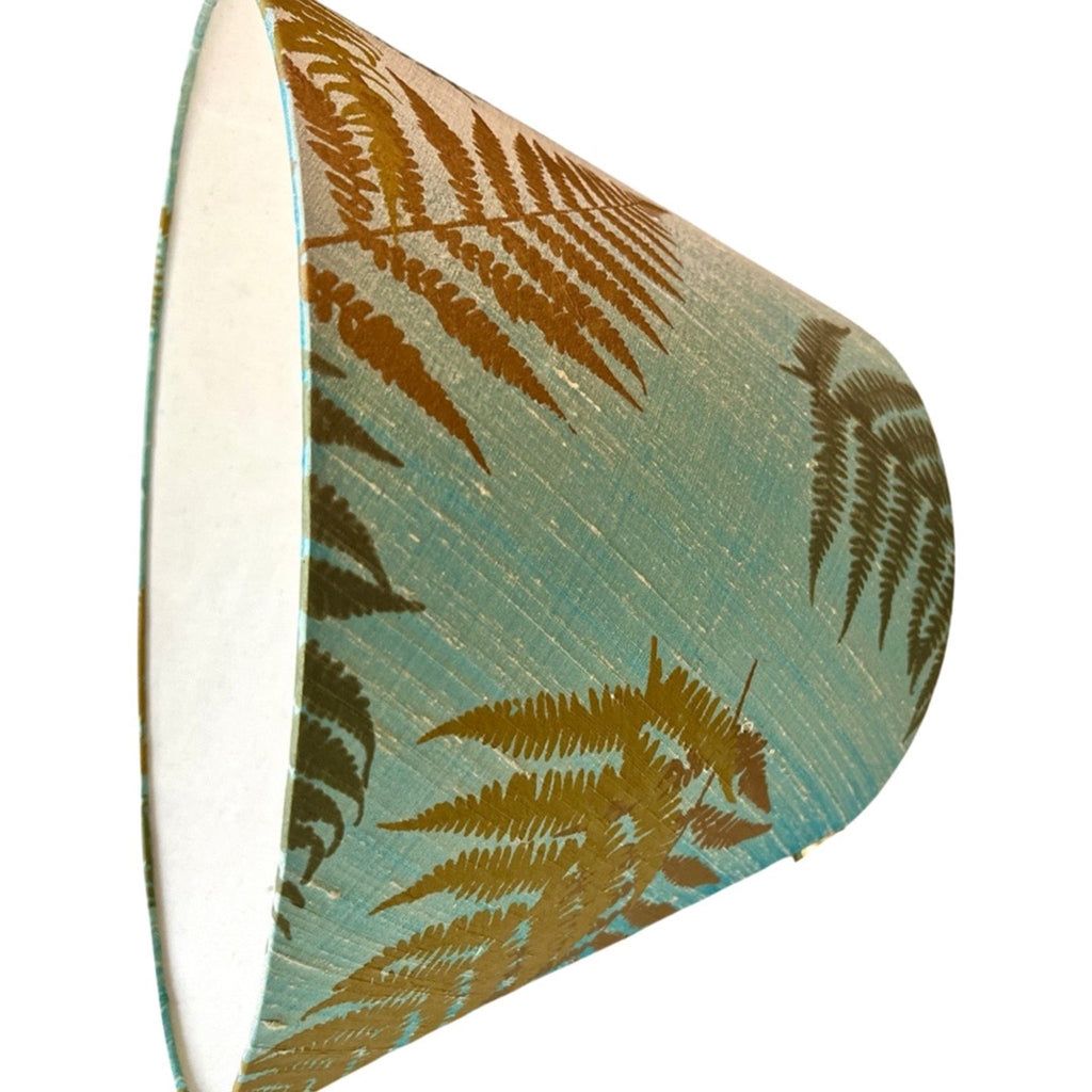 Fern & Iridescent Aqua Silk Dupioni Empire Bespoke Lampshade by Paige Hathaway Thorn - The Well Appointed House