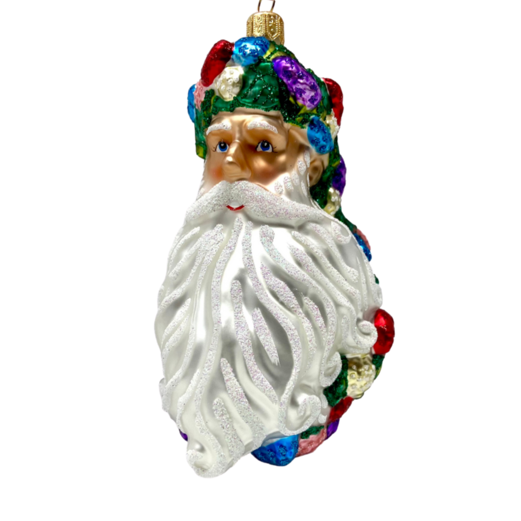 Floral Fetish Santa Blown Glass Christmas Ornament - The Well Appointed House