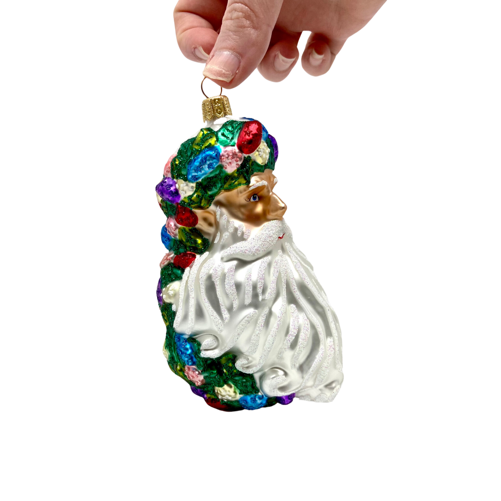 Floral Fetish Santa Blown Glass Christmas Ornament - The Well Appointed House