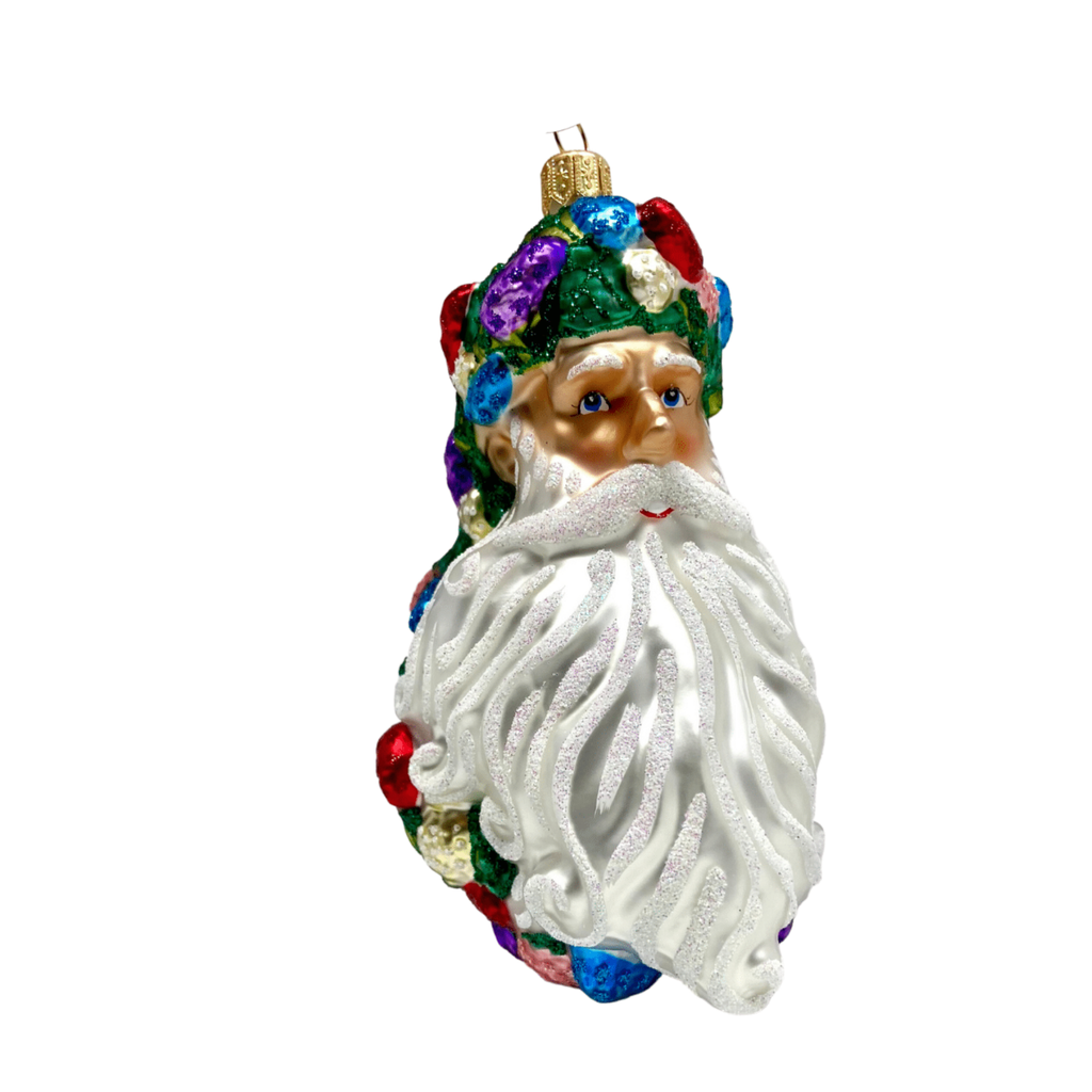 Floral Fetish Santa Blown Glass Christmas Ornament - The Well Appointed House