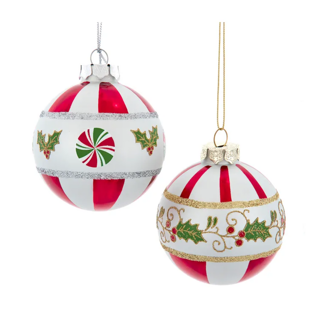 Set of 6 Holly Leaves Ball Ornaments - The Well Appointed House