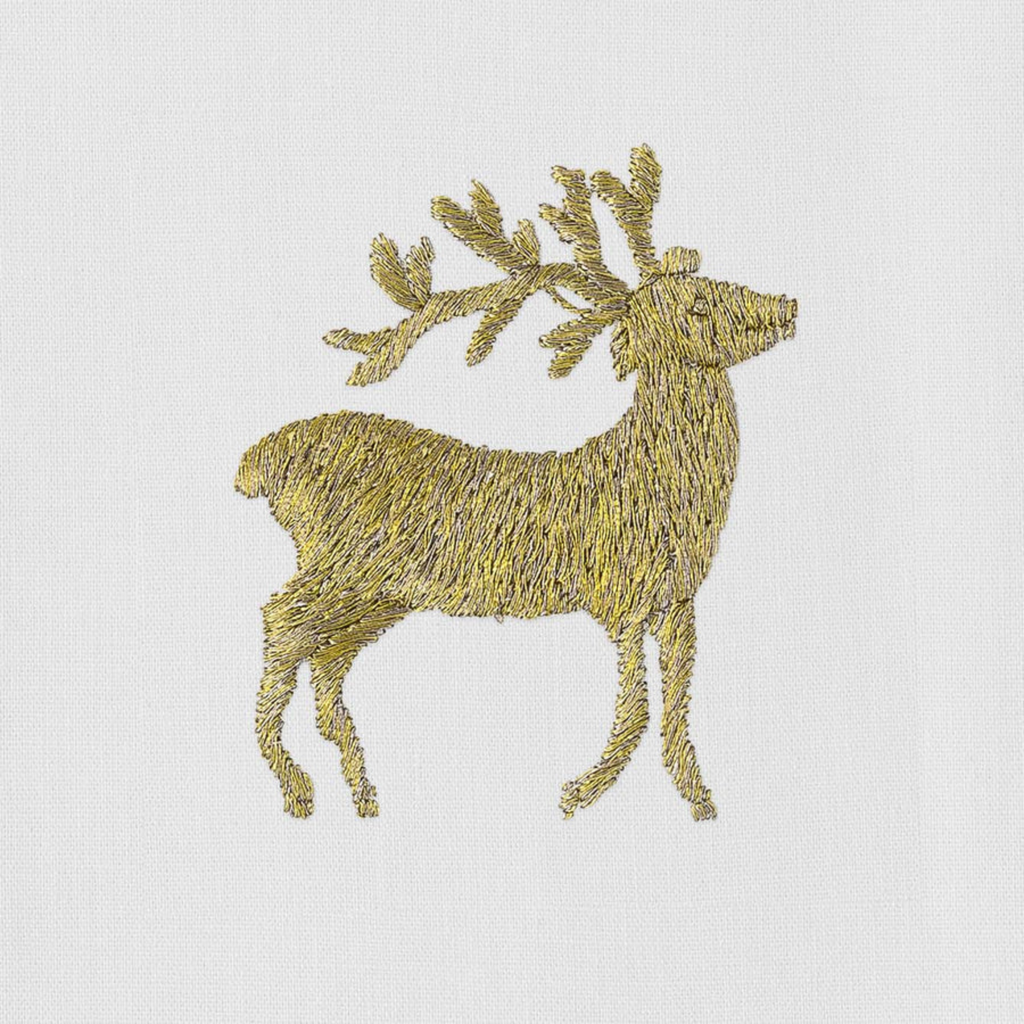 Set of 4 Gold Reindeer Christmas Hand Towels - The Well Appointed House