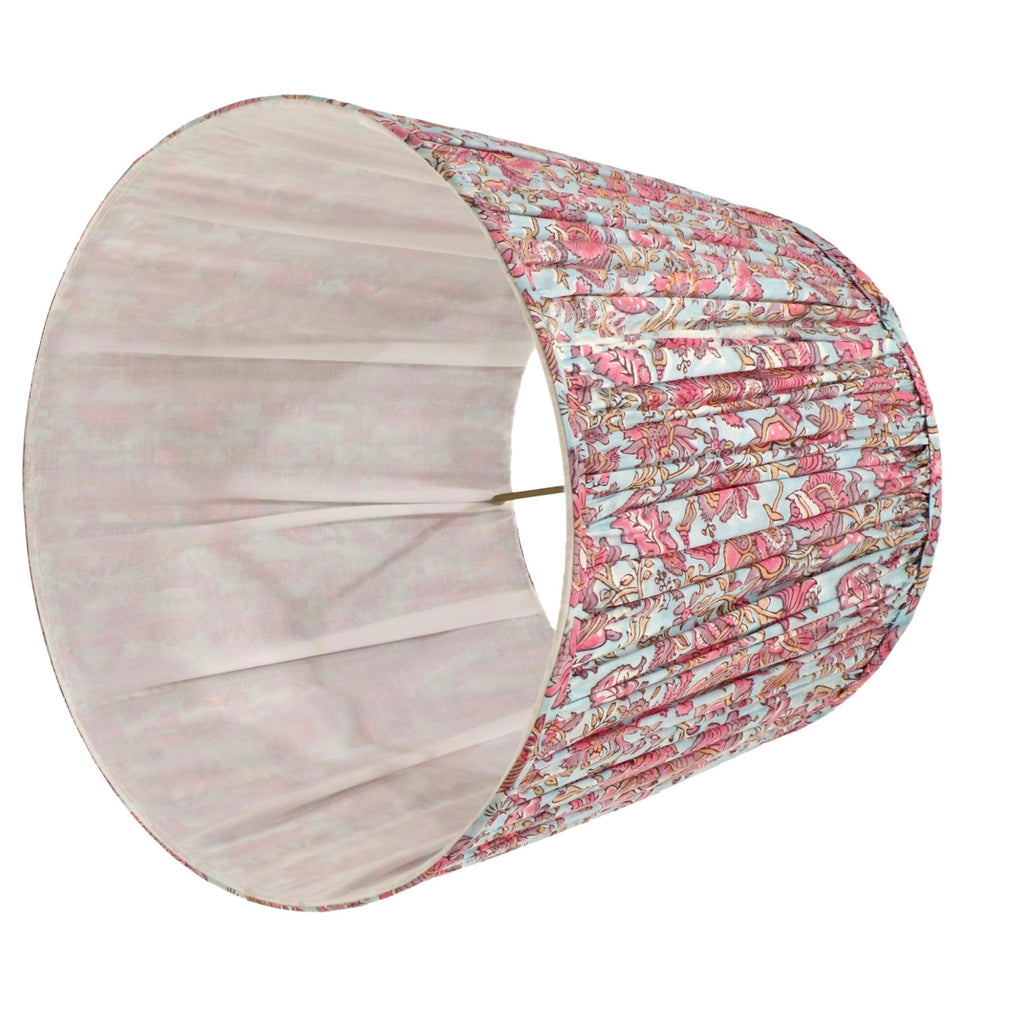 Grace in Blue and Pink Flowered Pleated Lamp Shade - The Well Appointed House