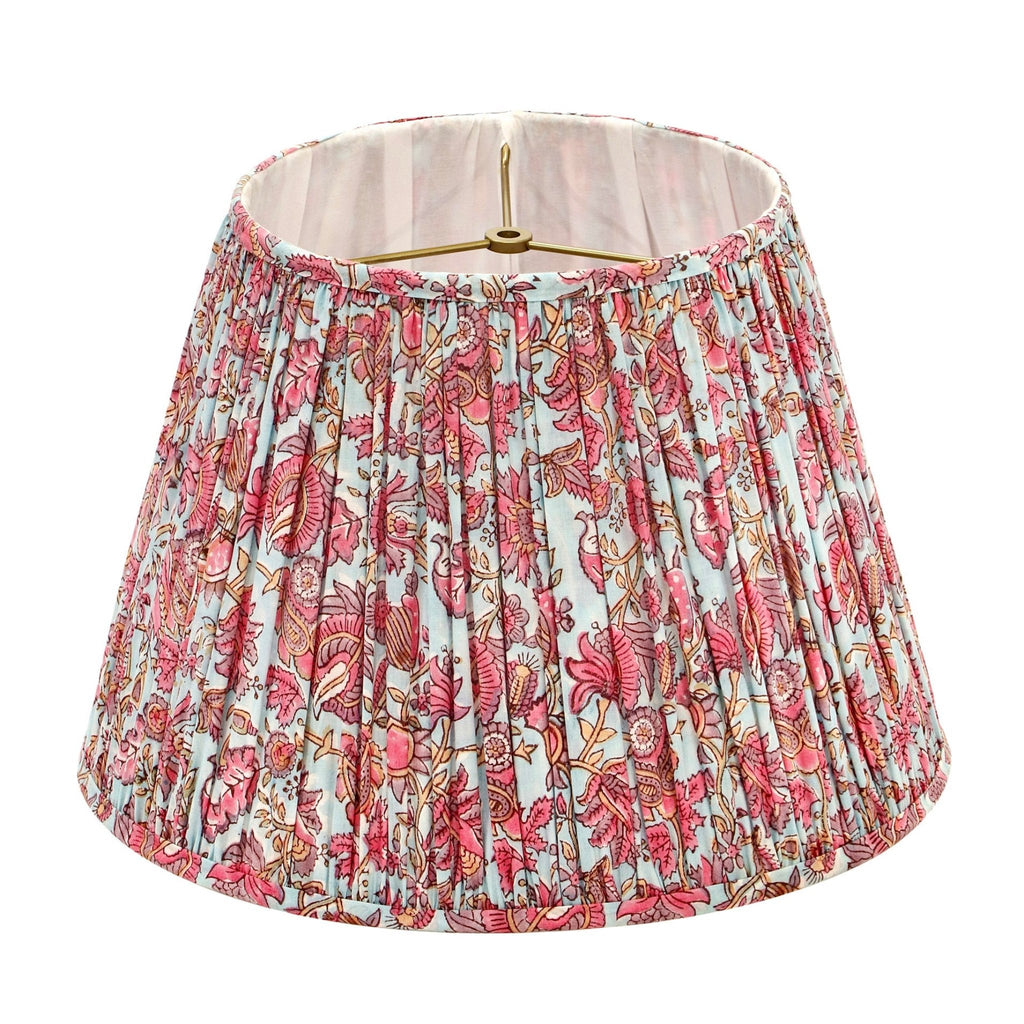 Grace in Blue and Pink Flowered Pleated Lamp Shade - The Well Appointed House