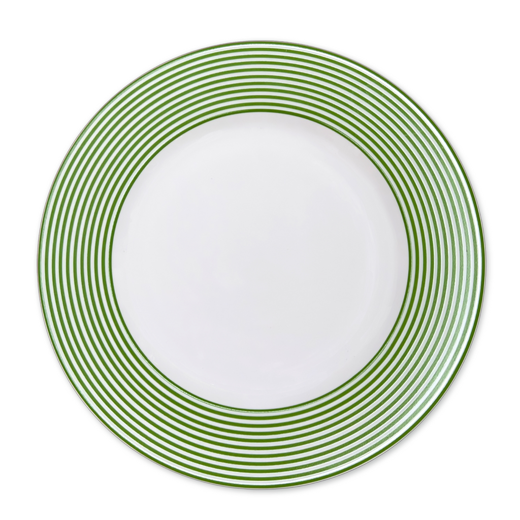 Newport Stripe Verde Rimmed Dinner Plate - The Well Appointed House