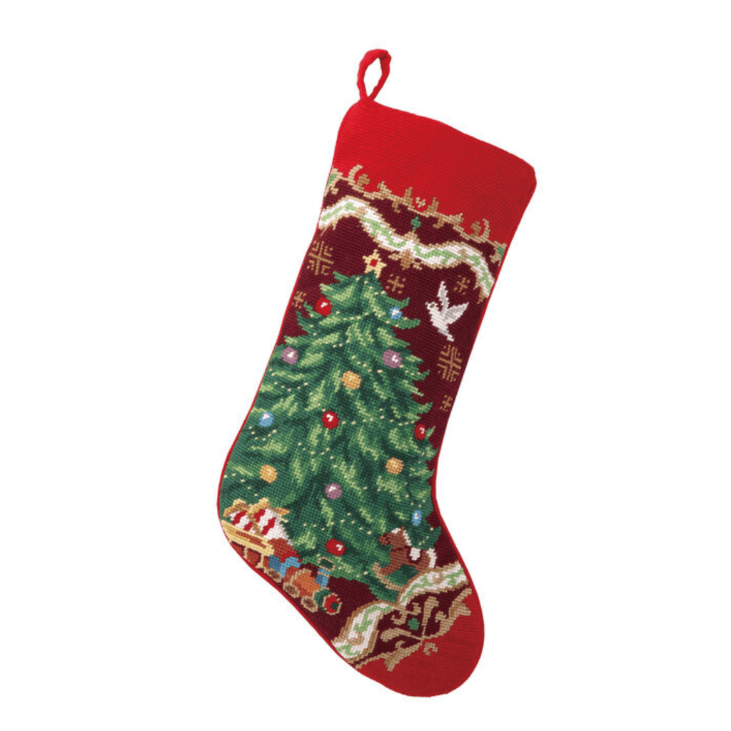 Handcrafted Christmas Tree Needlepoint Stocking - Christmas Stockings - The Well Appointed House