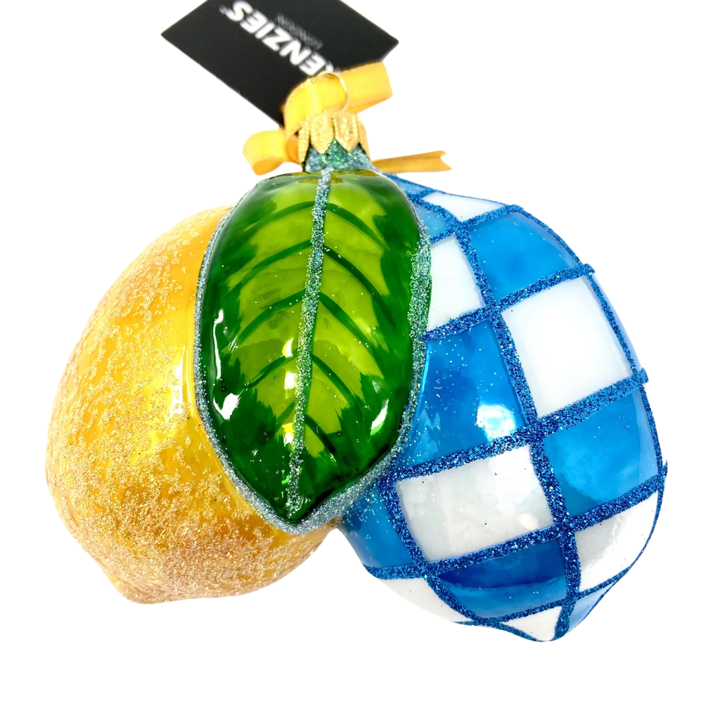 Harlequin Lemon Cluster Blown Glass Christmas Ornament - The Well Appointed House