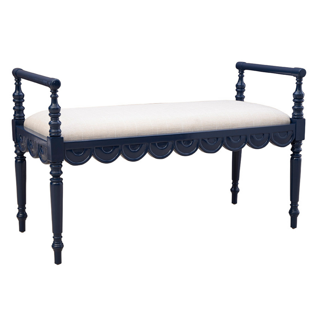 Juliet Upholstered Bench in Blue - The Well Appointed House 