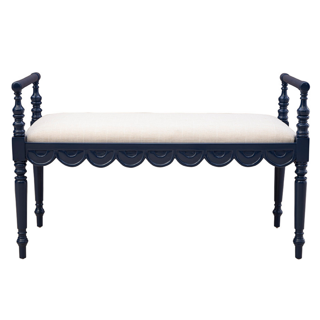 Juliet Upholstered Bench in Blue - The Well Appointed House 