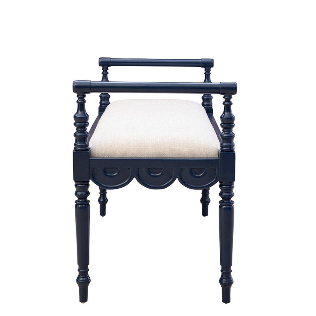 Juliet Upholstered Bench in Blue - The Well Appointed House 