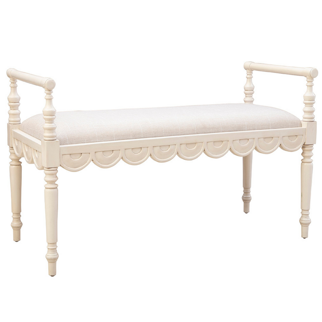 Juliet Upholstered Bench in Cream - The Well Appointed House 