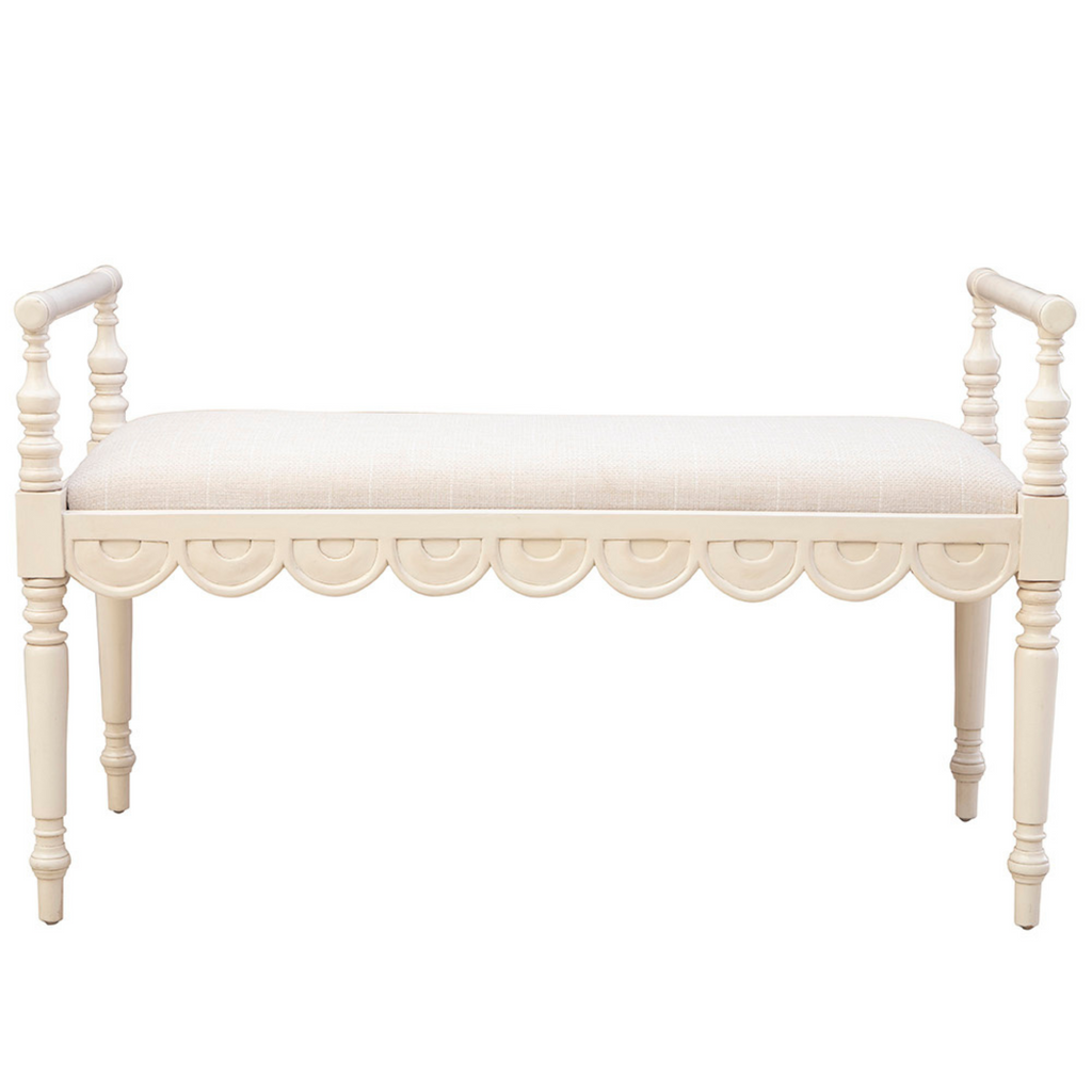 Juliet Upholstered Bench in Cream - The Well Appointed House 