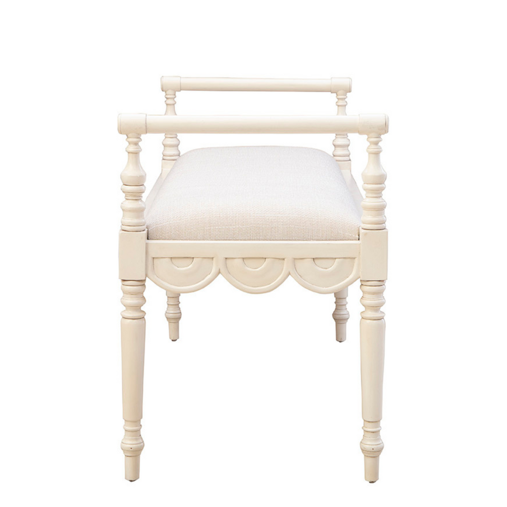 Juliet Upholstered Bench in Cream - The Well Appointed House 