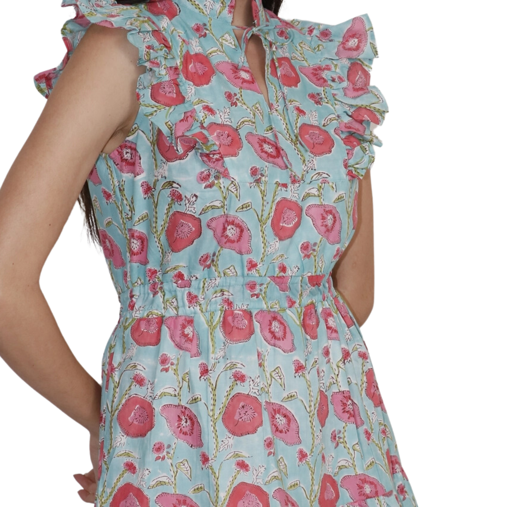 Sleeveless Poppy Print A-Line Dress - The Well Appointed House