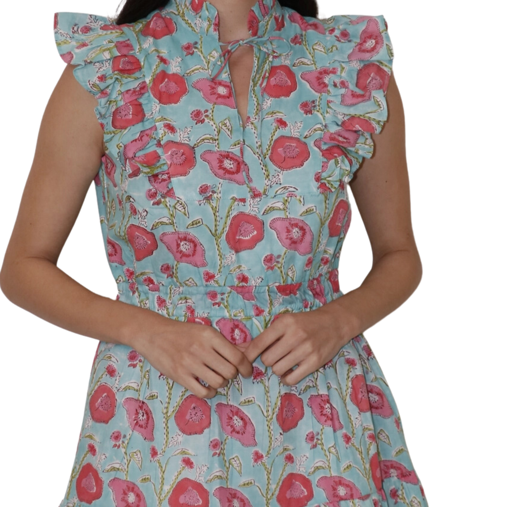 Sleeveless Poppy Print A-Line Dress - The Well Appointed House