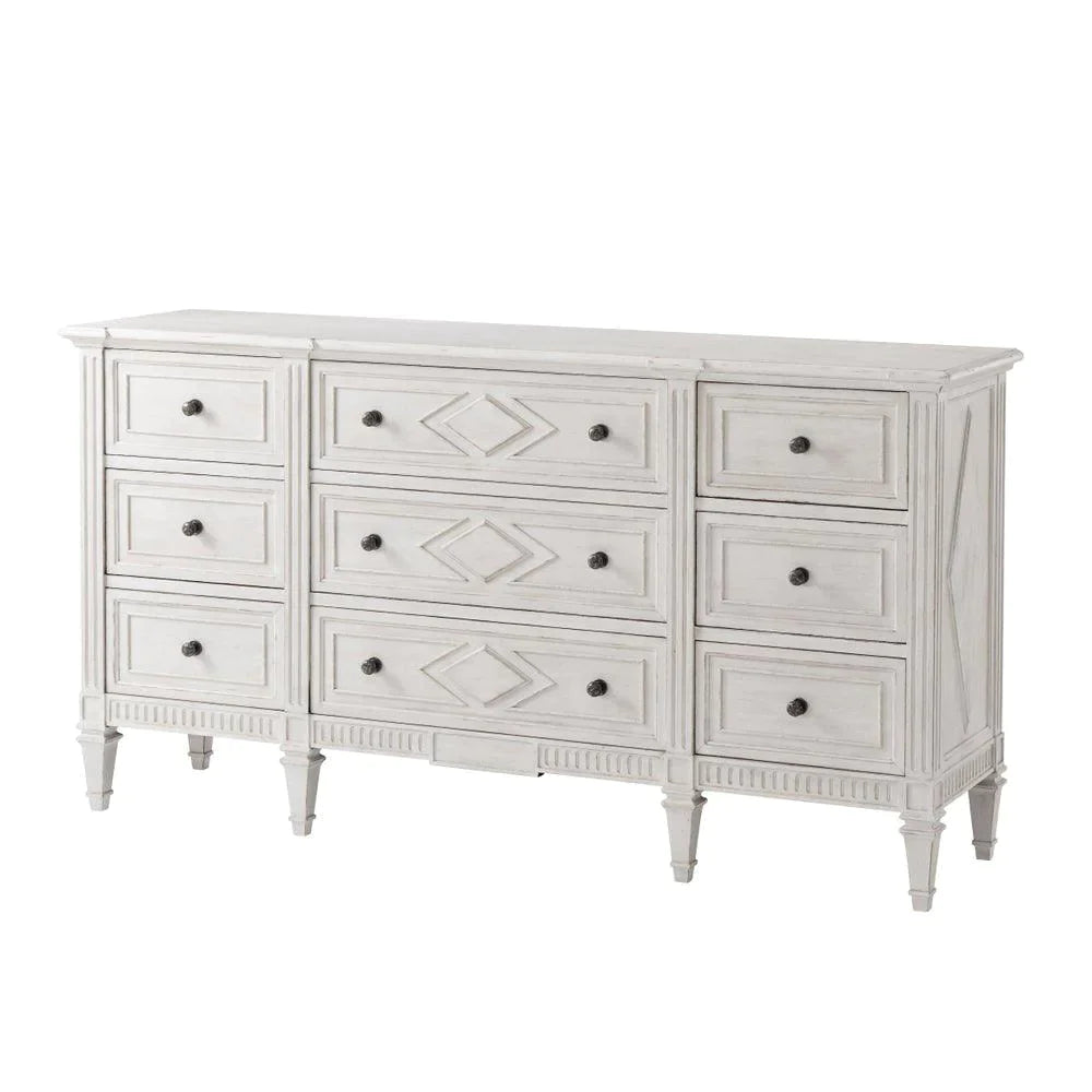 Laurent Nine Panel Drawer Dresser With Antique Pewter Pulls – The Well  Appointed House